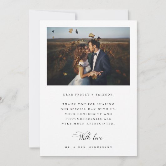 Romantisches Script Wedding 2 Foto Dankeskarte (Rückseite)