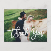 Romantisches Script Wedding Foto Danke Postcard Postkarte (Vorderseite)