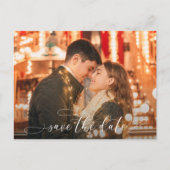 Romantisches Script Wedding Foto Save the Date Ankündigungspostkarte (Vorderseite)