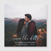 Romantisches Script Wedding Foto Save the Date Magnetkarte (Vorderseite)