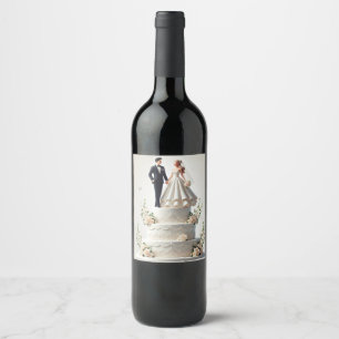 Romantisches Set für Hochzeitstorte Weinetikett