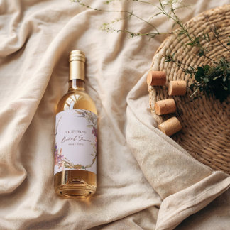 Romantisches Set für Wildblumen Weinetikett