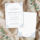 Romantisches Shabby Chic Blau und Weiße Hochzeit Einladung