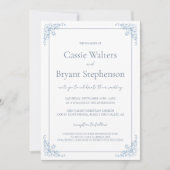 Romantisches Shabby Chic Blau und Weiße Hochzeit Einladung (Vorderseite)