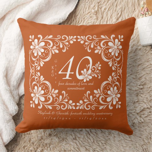 Romantisches Shabby Chic Burnt Orange 40 Jahre alt Kissen (Decke)