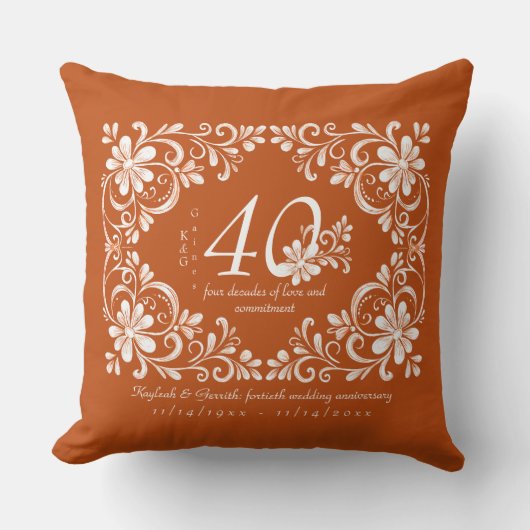 Romantisches Shabby Chic Burnt Orange 40 Jahre alt Kissen (Vorderseite)