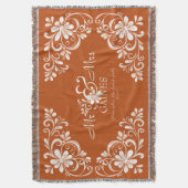 Romantisches Shabby Chic Burnt Orange Mr & Mrs Flo Decke (Vorderseite Vertikal)