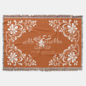 Romantisches Shabby Chic Burnt Orange Mr & Mrs Flo Decke (Vorderseite)
