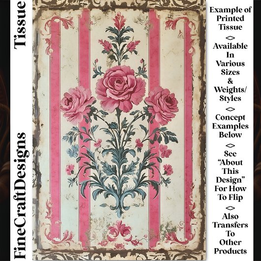 Romantisches Shabby Chic Pink Roses CZ8 Decoupage Seidenpapier