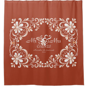 Romantisches Shabby Chic Red Rust Mr. & Mrs. Weddi Duschvorhang