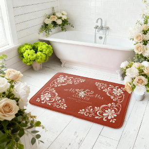Romantisches Shabby Chic Roter Rust Badematte
