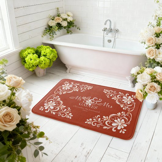 Romantisches Shabby Chic Roter Rust Badematte