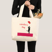 Romantisches Silhouette liebendes Paar. Valentine Jumbo Stoffbeutel (Vorderseite (Produkt))