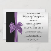 Romantisches Silk Bogen-Silber u. schwarze Einladung (Vorderseite)