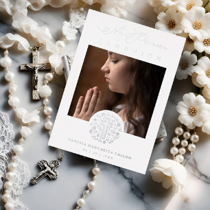 Romantisches Silver Floral Wreath-Foto Folieneinladung