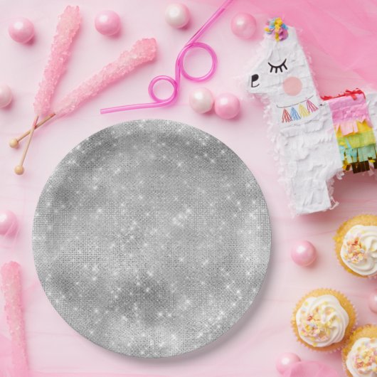 Romantisches Silver Sparkle Glitzy Brautparty Pappteller (Party)