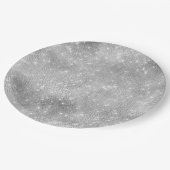 Romantisches Silver Sparkle Glitzy Brautparty Pappteller (Schrägansicht)