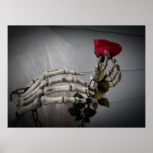 Romantisches Skelett mit Rose Poster (Vorne)