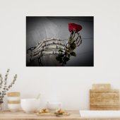 Romantisches Skelett mit Rose Poster (Küche)