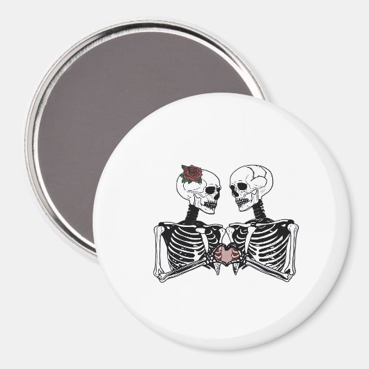 Romantisches Skelettkaffee - Gotik mit Herz Magnet (Vorderseite/Rückseite)