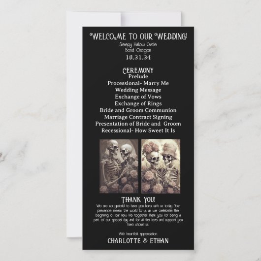 Romantisches Skelettverheiratungsprogramm (Rückseite)