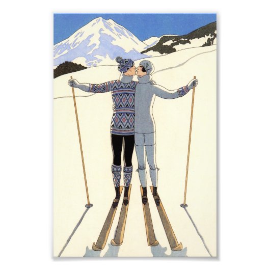 Romantisches Skipaar Fotodruck (Vorne)
