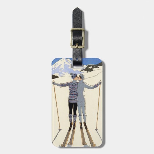 Romantisches Skivergnügen Gepäckanhänger (Vorderseite vertikal)