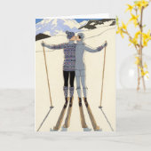 Romantisches Skivergnügen Karte (Gelbe Blume)