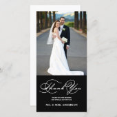 ROMANTISCHES SKRIPT BLACK WEDD DANKE FOTOKARTE (Vorne/Hinten)