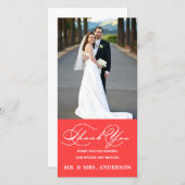 ROMANTISCHES SKRIPT CORAL WEDD DANKE FOTOKARTE (Vorne/Hinten)