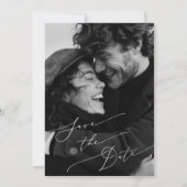 Romantisches Skript-Foto Save the Date Einladung (Rückseite)