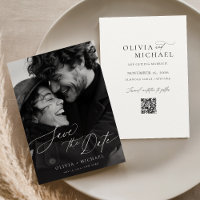 Romantisches Skript-Foto Save the Date Einladung