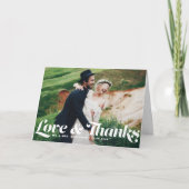 Romantisches Skript-Hochzeits-Foto danken Ihnen zu Dankeskarte (Vorderseite)