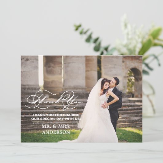 ROMANTISCHES SKRIPT WEDDING %PIPE% DANKEN IHNEN DANKESKARTE (Stehend Vorderseite)