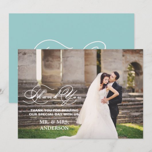 ROMANTISCHES SKRIPT WEDDING %PIPE% DANKEN IHNEN DANKESKARTE (Vorne/Hinten)