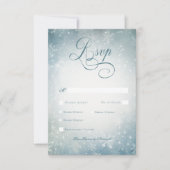 Romantisches Snow Blue & White Sparkle Dinner RSVP Karte (Vorderseite)
