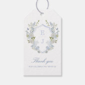 Romantisches Soft Blue Monogram Wappen Wedding Geschenkanhänger (Vorderseite)