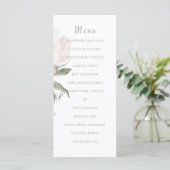 Romantisches Soft Blush Pfingstrosen-Hochzeitsmenü Programm (Stehend Vorderseite)