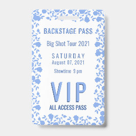 Romantisches Soft Hübsch Blue Floral VIP Pass Abze Ausweis