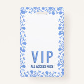 Romantisches Soft Hübsch Blue Floral VIP Pass Abze Ausweis (Rückseite)