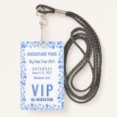 Romantisches Soft Hübsch Blue Floral VIP Pass Abze Ausweis (Vorderseite mit Schlüsselband)