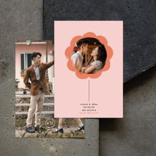 Romantisches Sommer-Retro-Blumen-Foto-Hochzeit Save The Date