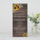Romantisches Sonnenblumen-Holz-Hochzeitsprogramm Programm (Stehend Vorderseite)