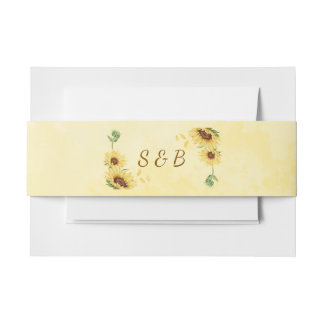 Romantisches Sonnenblumen-Rustikal-Gelbes Hochzeit Einladungsbanderole