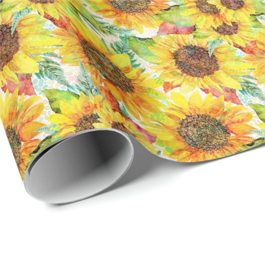 Romantisches Sonnenblumenpapier Geschenkpapier (Rolleneckpunkt)
