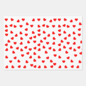 Romantisches, spielerisches Rotes Herzmuster Geschenkpapier Set (Vorderseite)