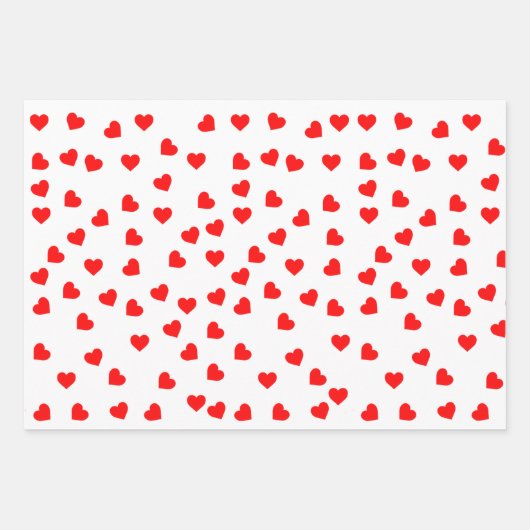 Romantisches, spielerisches Rotes Herzmuster Geschenkpapier Set (Vorderseite)
