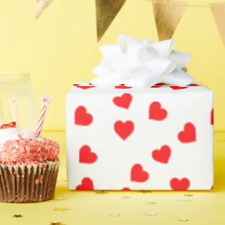 Romantisches, spielerisches rotes Herzmuster Weiß Geschenkpapier