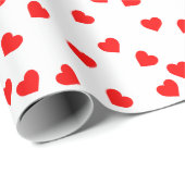 Romantisches, spielerisches rotes Herzmuster Weiß Geschenkpapier (Rolleneckpunkt)