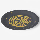 Romantisches Sprichwort mit dem Mond | Gold Black  Pappteller (Schrägansicht)